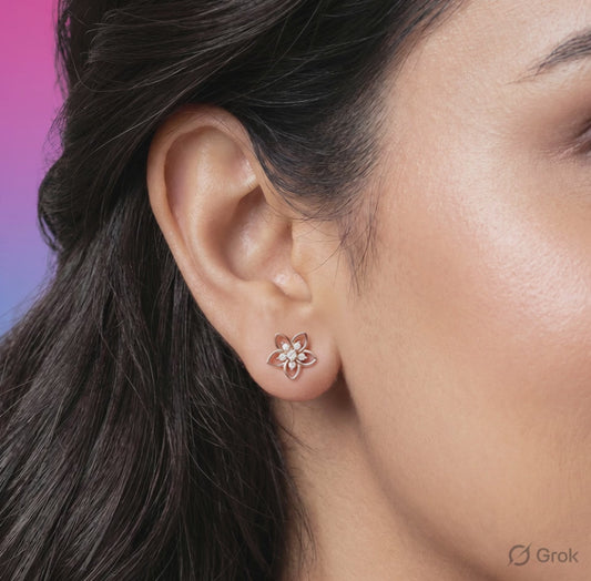 A Little Daily Delight Rose Gold Plated 925 Silver Stud Earrings (Zavya Signature)