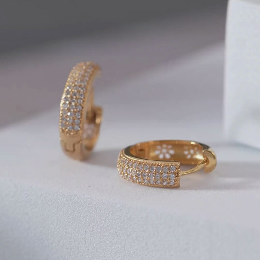 Intricate Floral Rose Gold Huggie 925 Silver Earrings