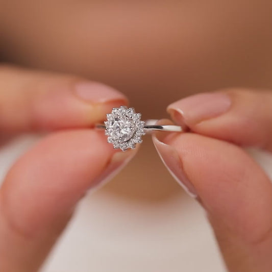 A Flower from My Heart Rhodium Plated Ring