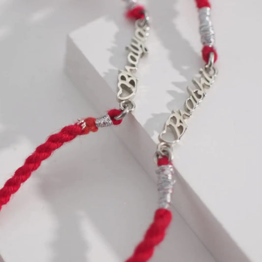 Elegant Bhabhi With Heart Charm Rhodium-Plated Thread Rakhi For Her