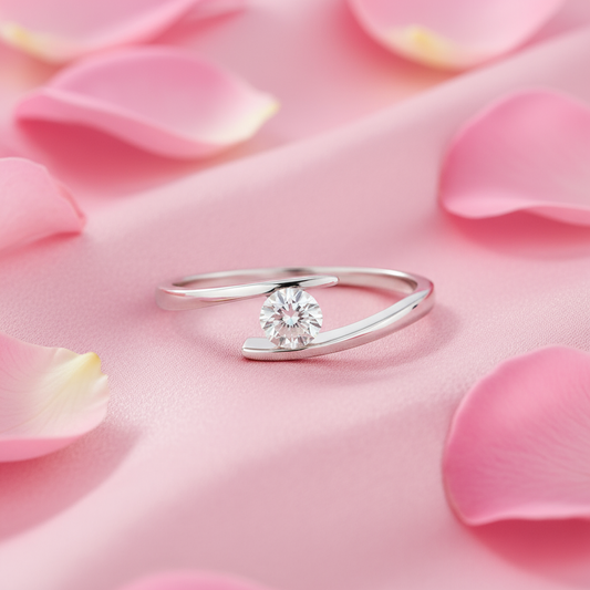 925 Sterling Silver The One I Choose Solitaire Rhodium Plated Ring (Adjustable) for Women – Zavya