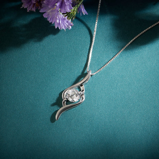 Her Inner Rhythm Solitaire Rhodium Plated Necklace