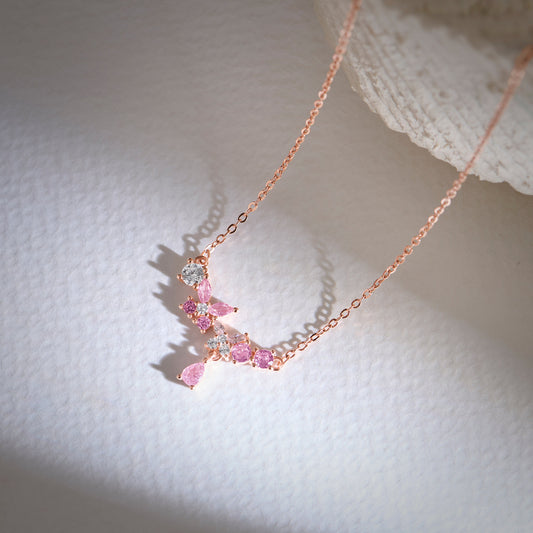 Springtime Bloom Silver Rose Gold Plated Necklace