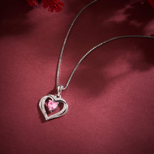 Love's Safe Pink Haven Rhodium Plated Necklace