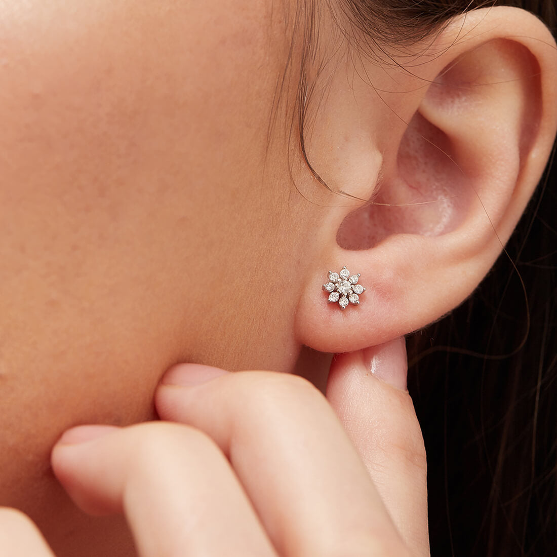 Floral Studs and Hoop 925 Sterling Silver Combo Earring