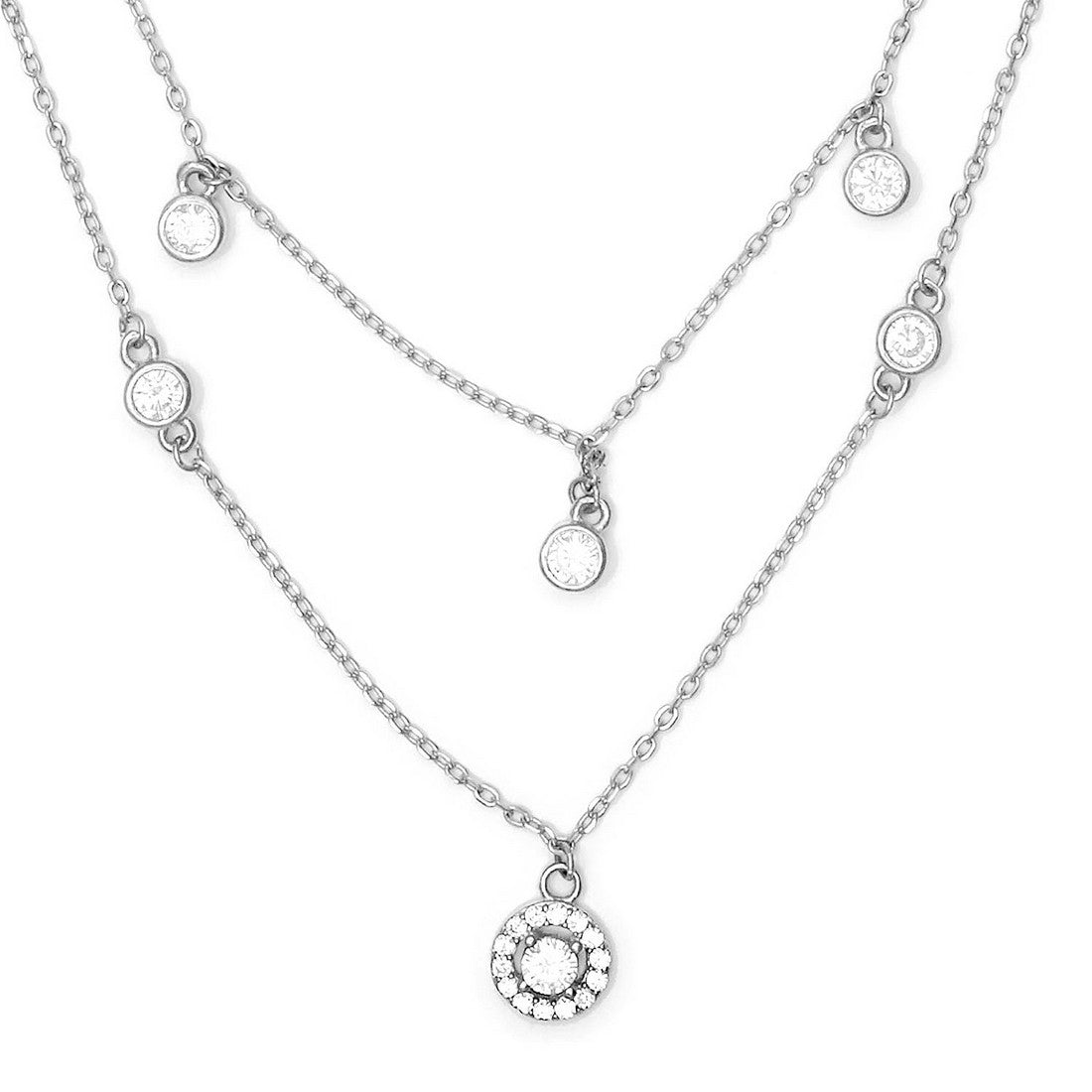 Stunning Silver Layered 925 Silver Necklace
