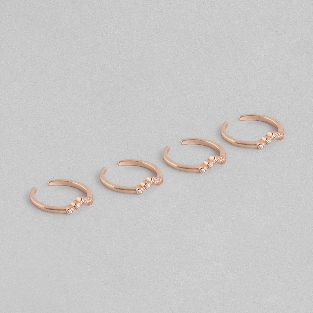 Dreamy Wishbone Rose Gold 925 Silver Toe Ring Combo
