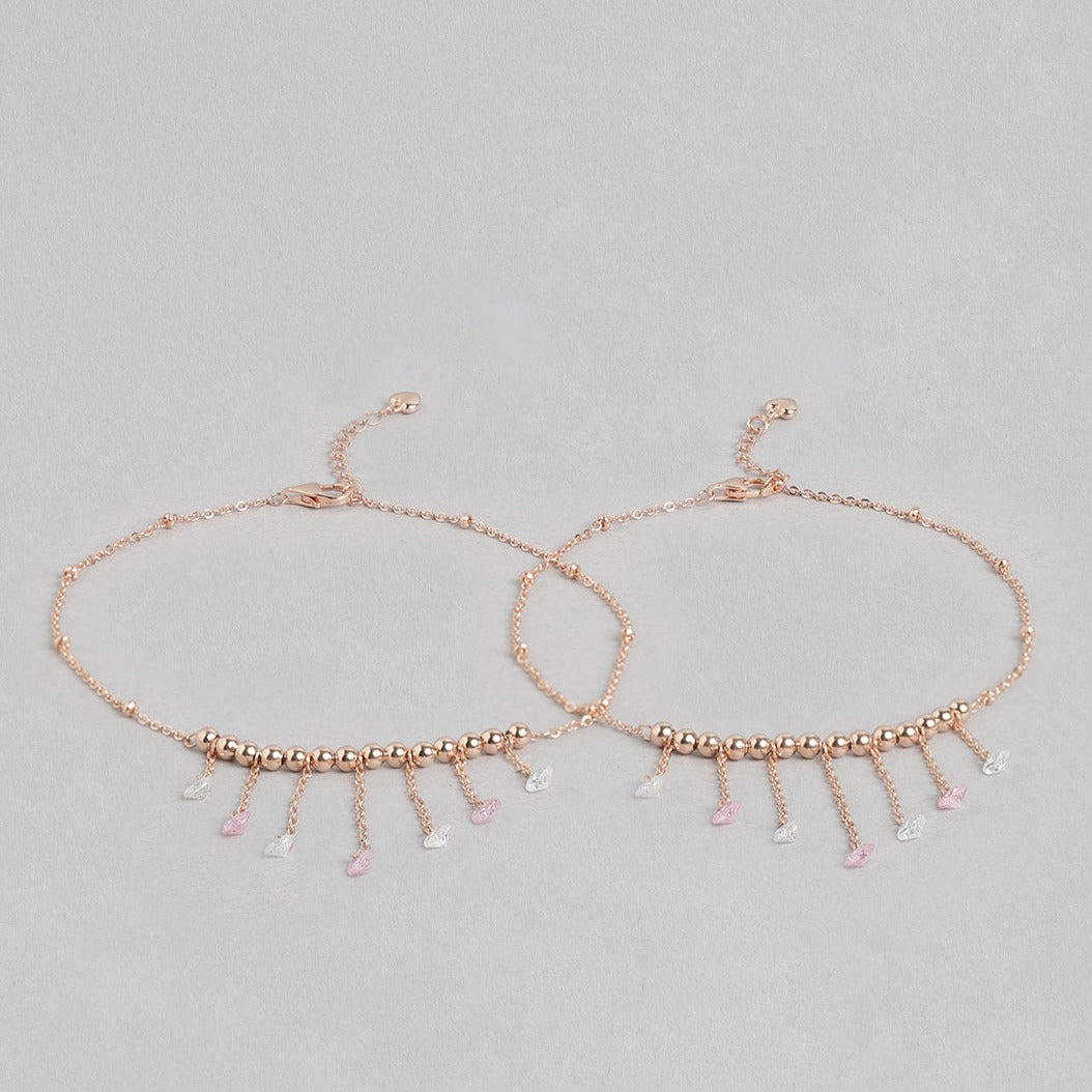 Rose-Gold Plated 925 Sterling Silver Drop Anklet