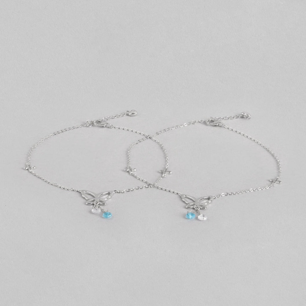 Butterfly 925 Sterling Silver Charm Anklet
