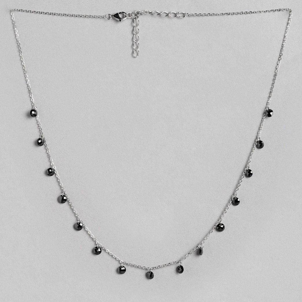 Black Rose Drops 925 Sterling Silver CZ Necklace