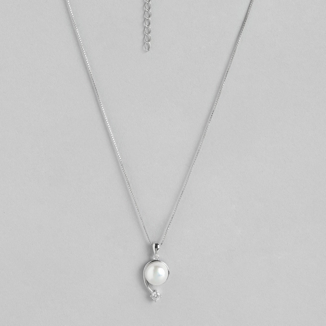 Pearl 925 Sterling Silver Pendant with Chain