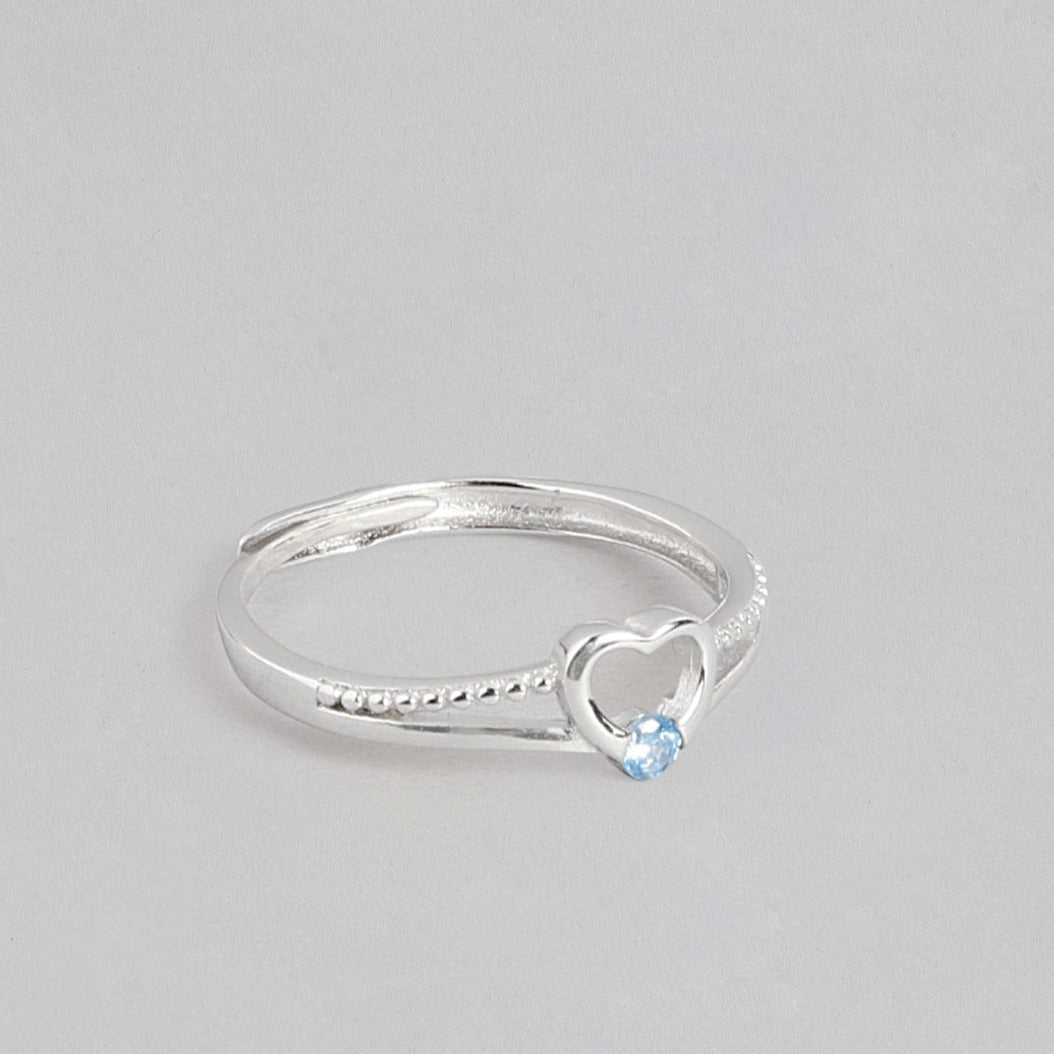 Blue Heart CZ 925 Sterling Silver Ring for Women