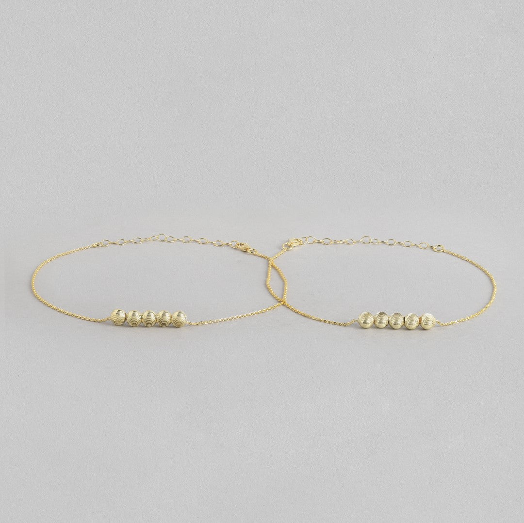 Golden Bead Plated 925 Sterling Silver Anklet
