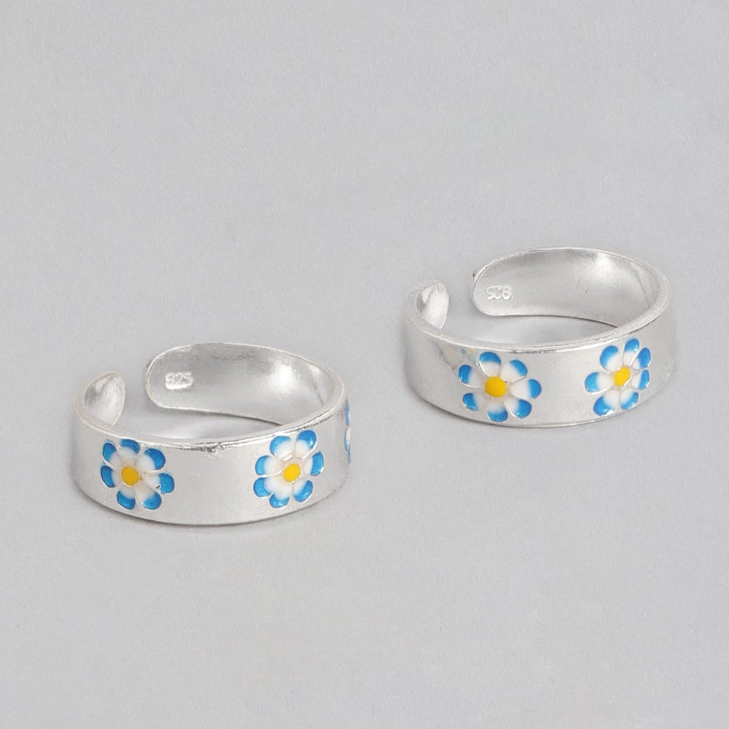 Floral Print 925 Sterling Silver Toe Ring
