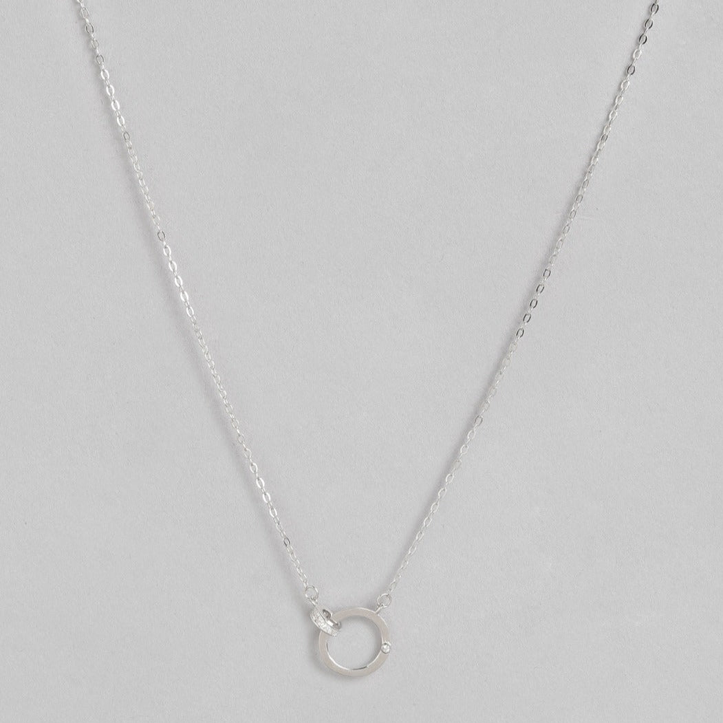 Circular Rhodium Plated 925 Sterling Silver Necklace
