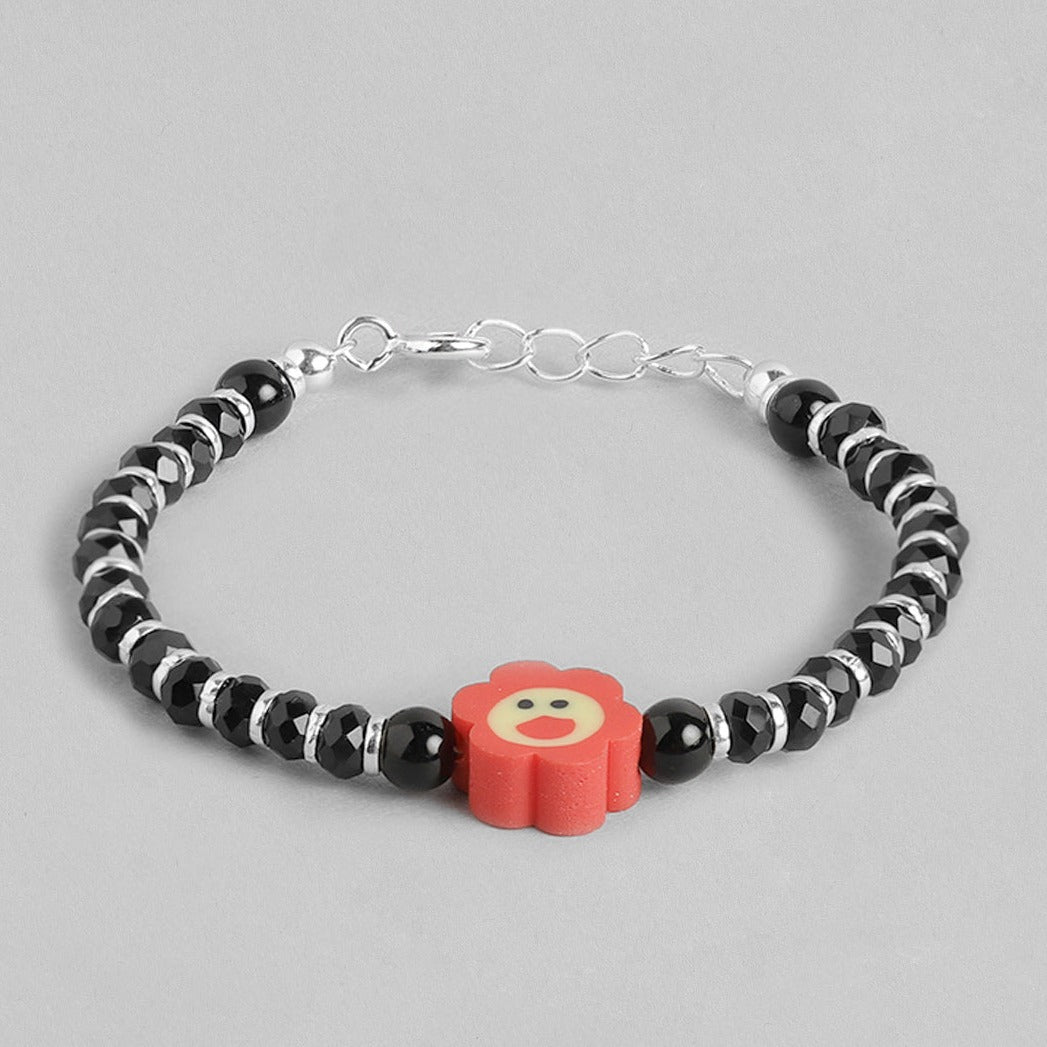 Red Smiley Floral 925 Sterling Silver Kids Bracelet (Age : 0-3 Years)