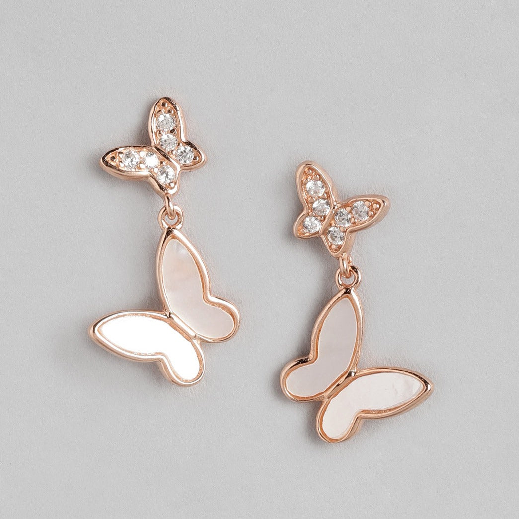 Butterfly Whispers Rose Gold Plated Sterling Silver Butterfly Stud Earrings