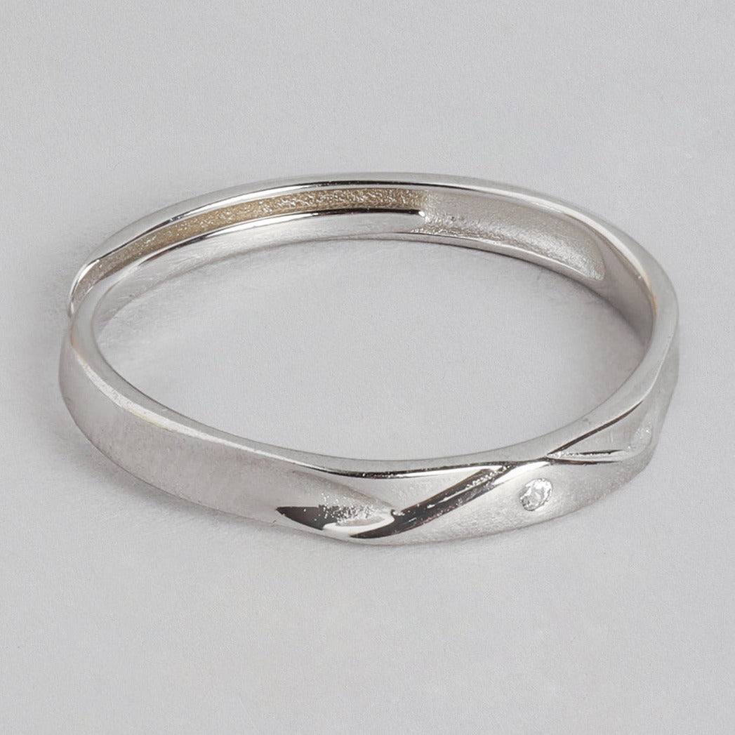 Minimal CZ 925 Sterling Silver Ring for Him (Adjustable)