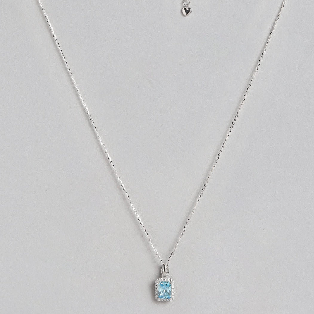 Blue Solitaire 925 Sterling Silver Necklace