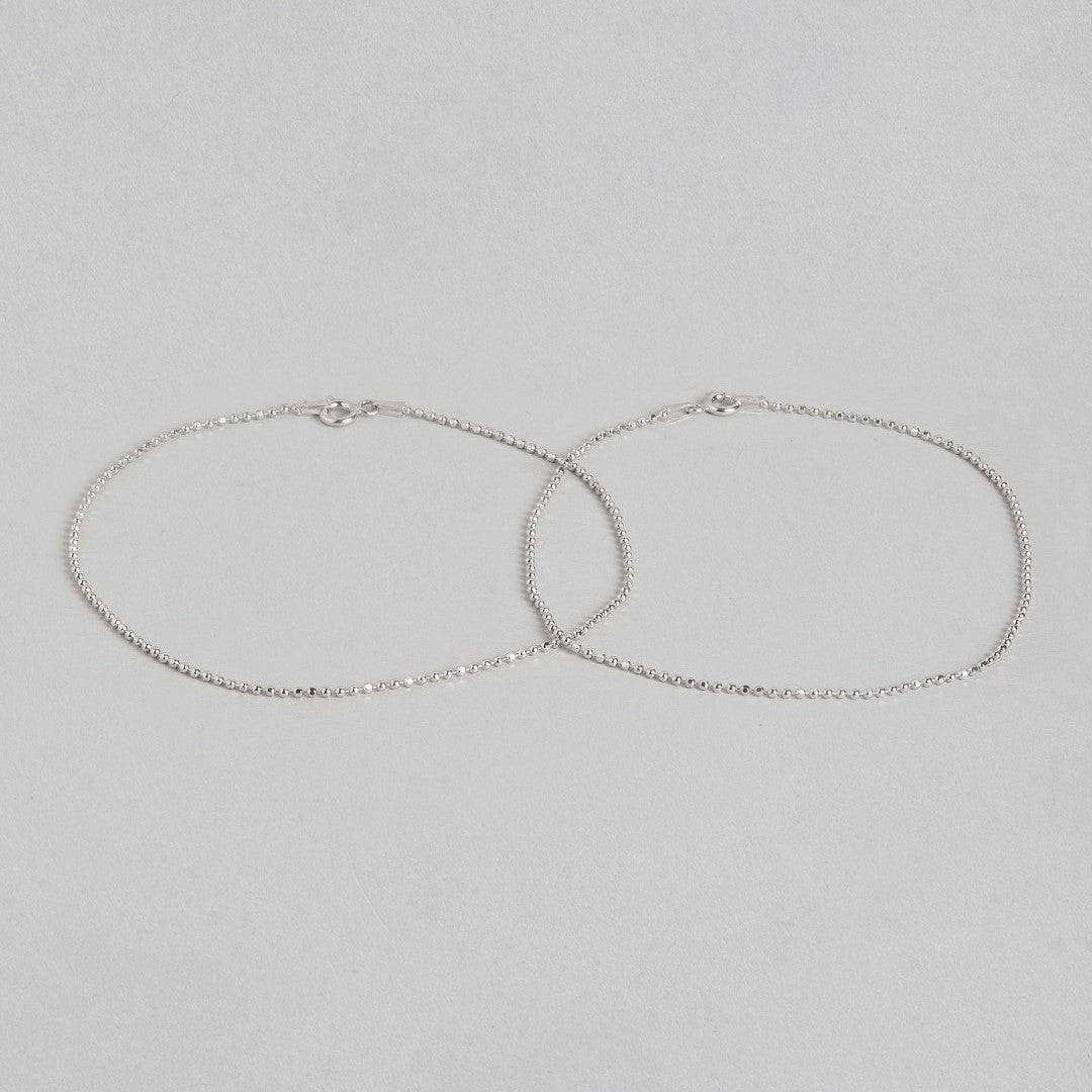 Minimal Tiny Beads 925 Sterling Silver Anklet
