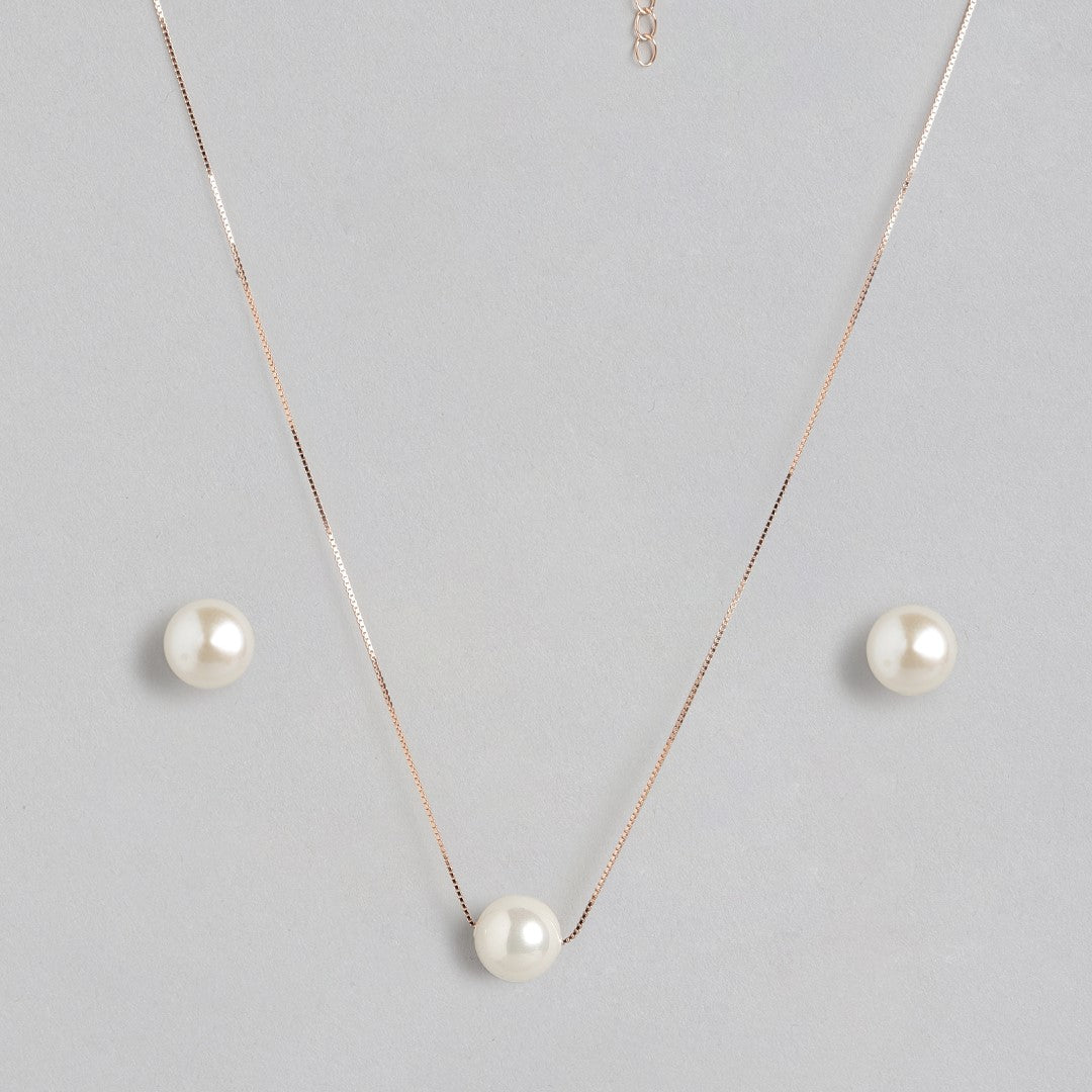 Freshwater Pearl 925 Silver Jewellery Set in Rose Gold
