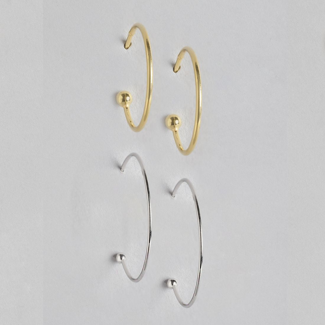 Rhodium & Gold Plated Duo Hoops 925 Sterling Silver Combo Earrings