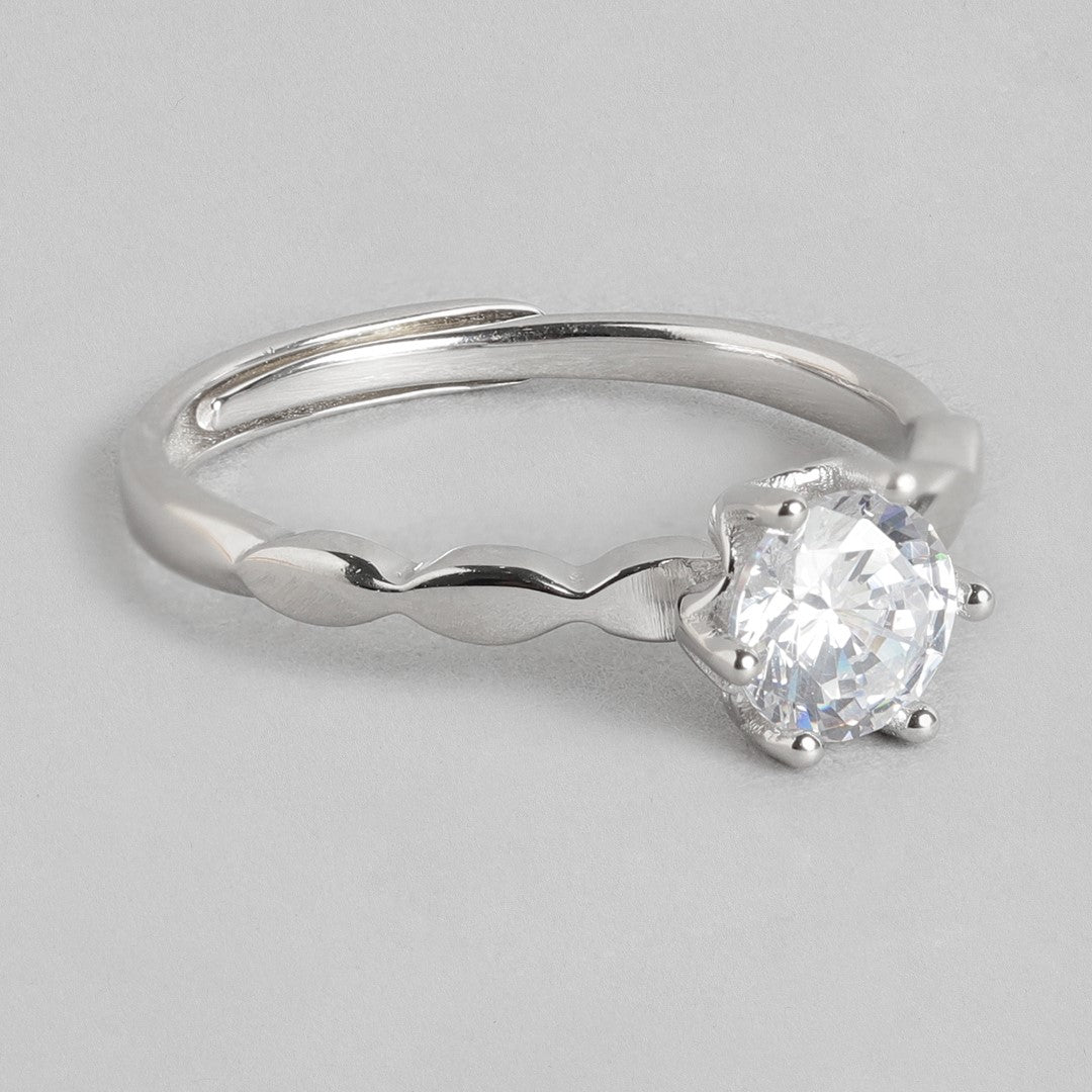 Solitaire 925 Sterling Silver Ring (Adjustable)