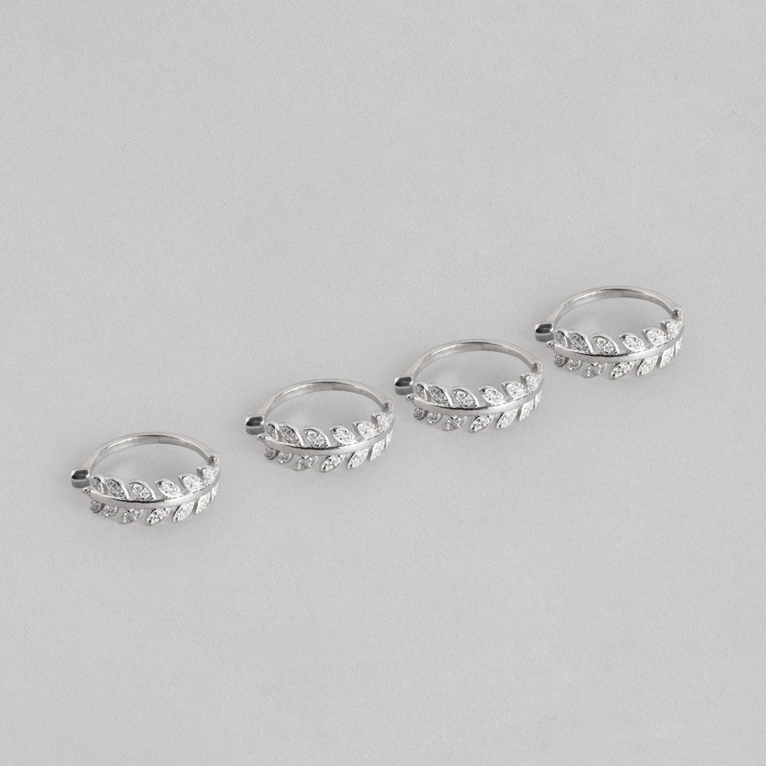 Leafy Silver Adjustable 925 Silver Toe Ring Combo