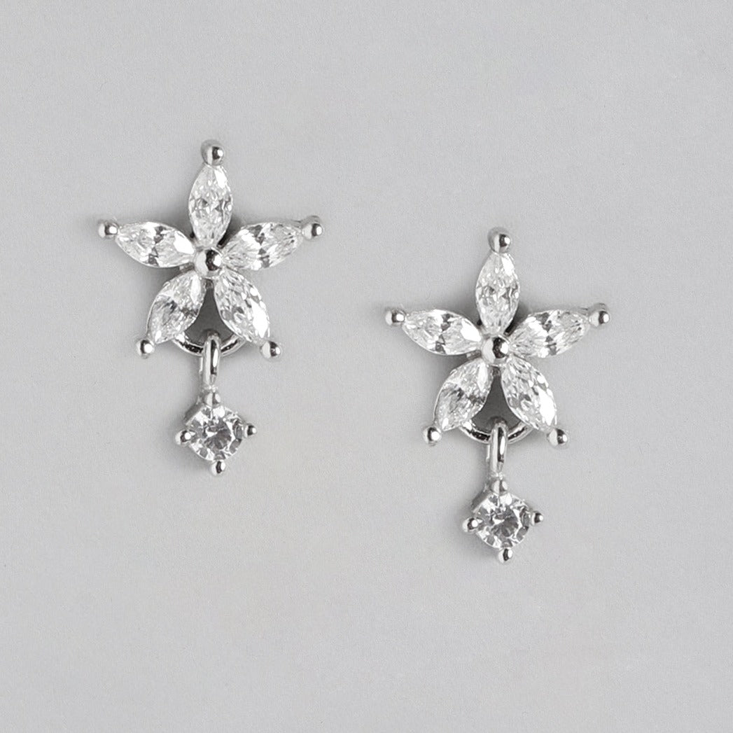 CZ Studded Star  925 Sterling Silver Earrings