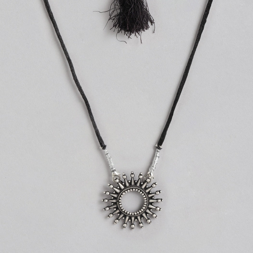 Chakra Oxidised Black Thread 925 Sterling Silver Necklace