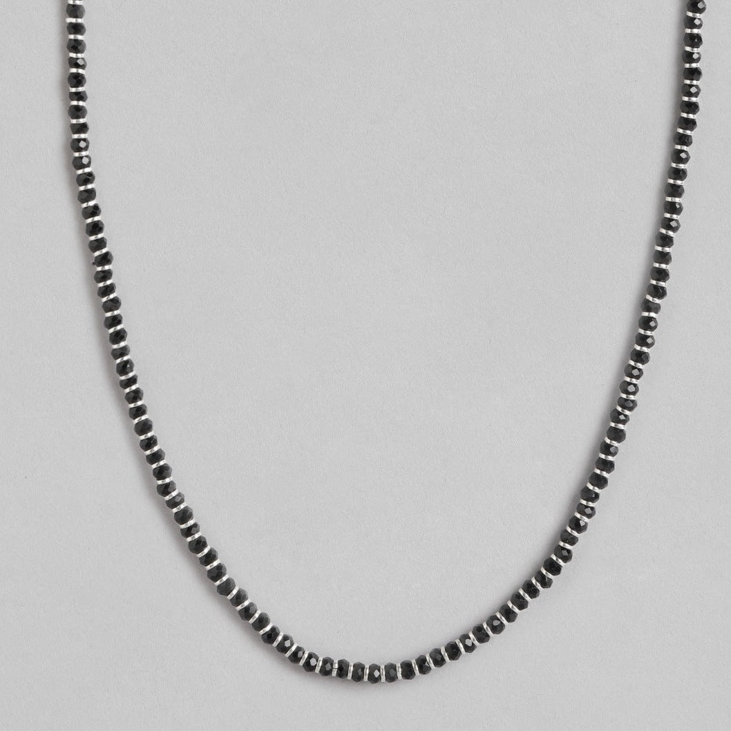 Black Beads 925 Sterling Silver Necklace
