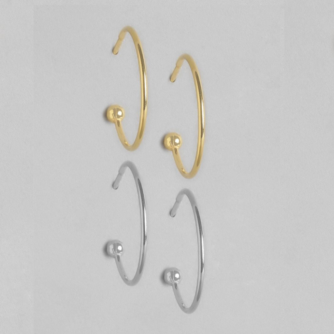Rhodium & Gold Plating 925 Sterling Silver Earring Combo