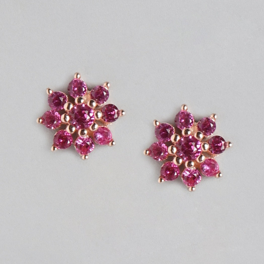 Rosegold Blooms 925 Sterling Silver Floral Earrings with a Touch of Elegance