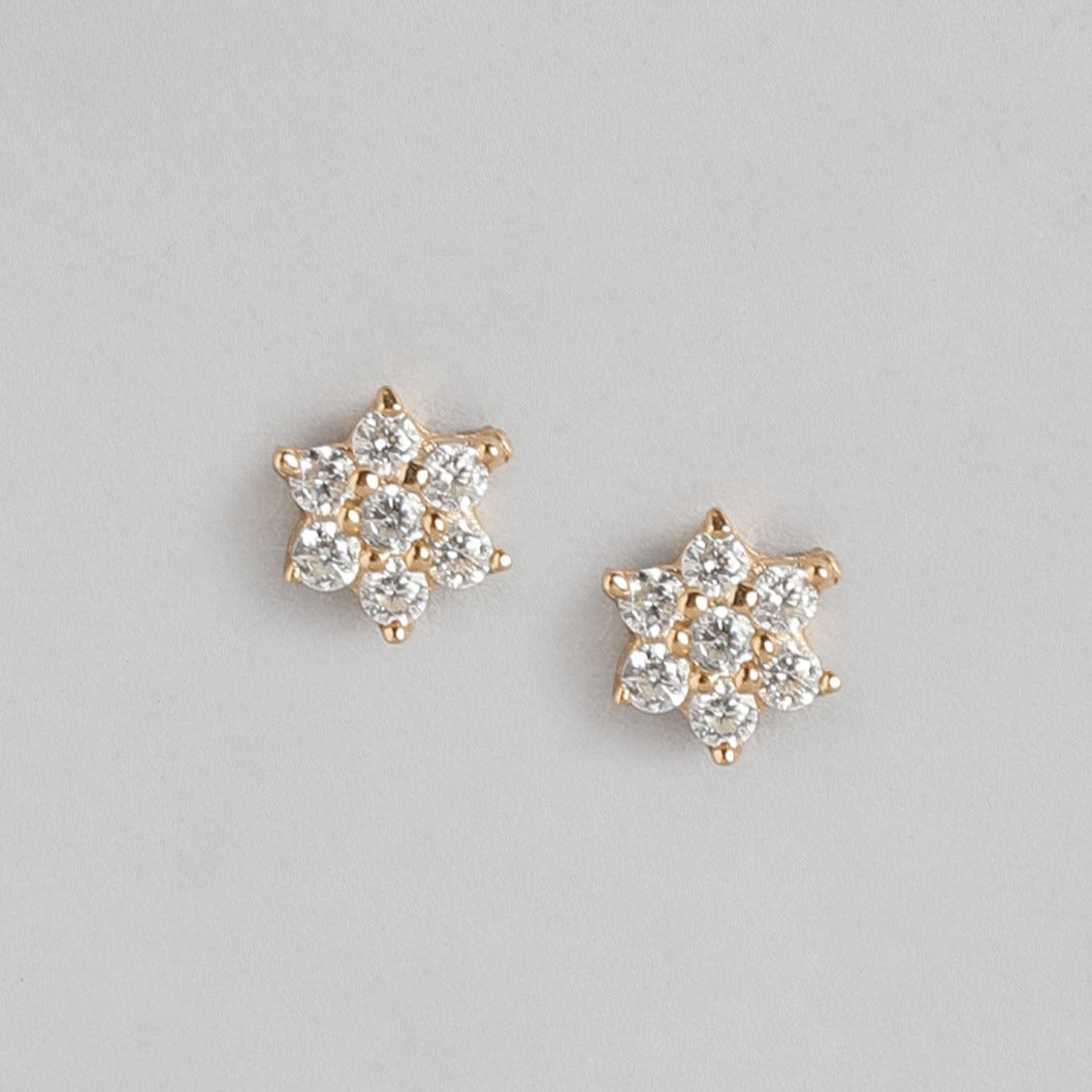 CZ Star Gold Plated 925 Sterling Silver Stud Earrings