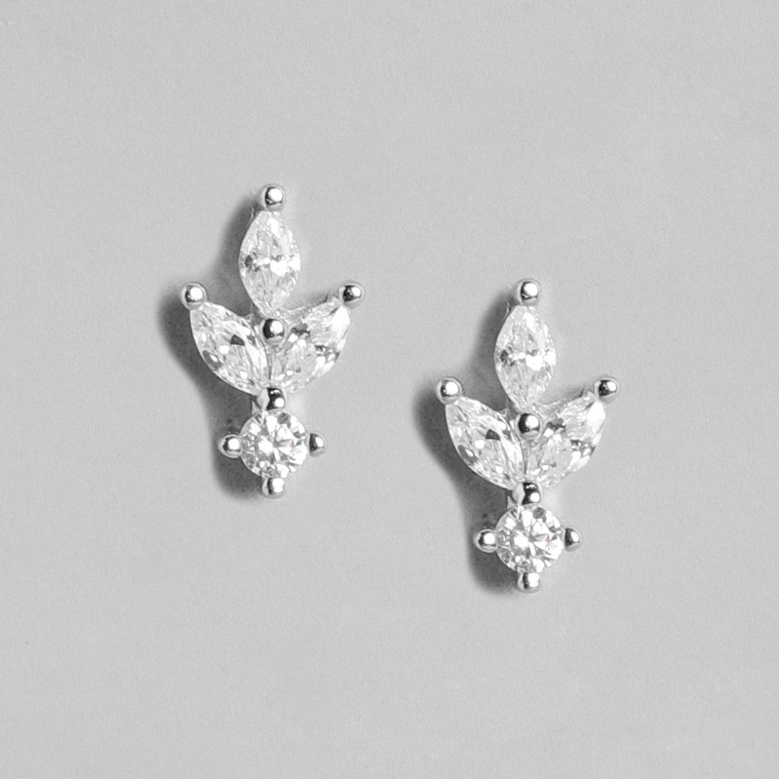Embellished Leaf 925 Sterling Silver Earrings in South Screw