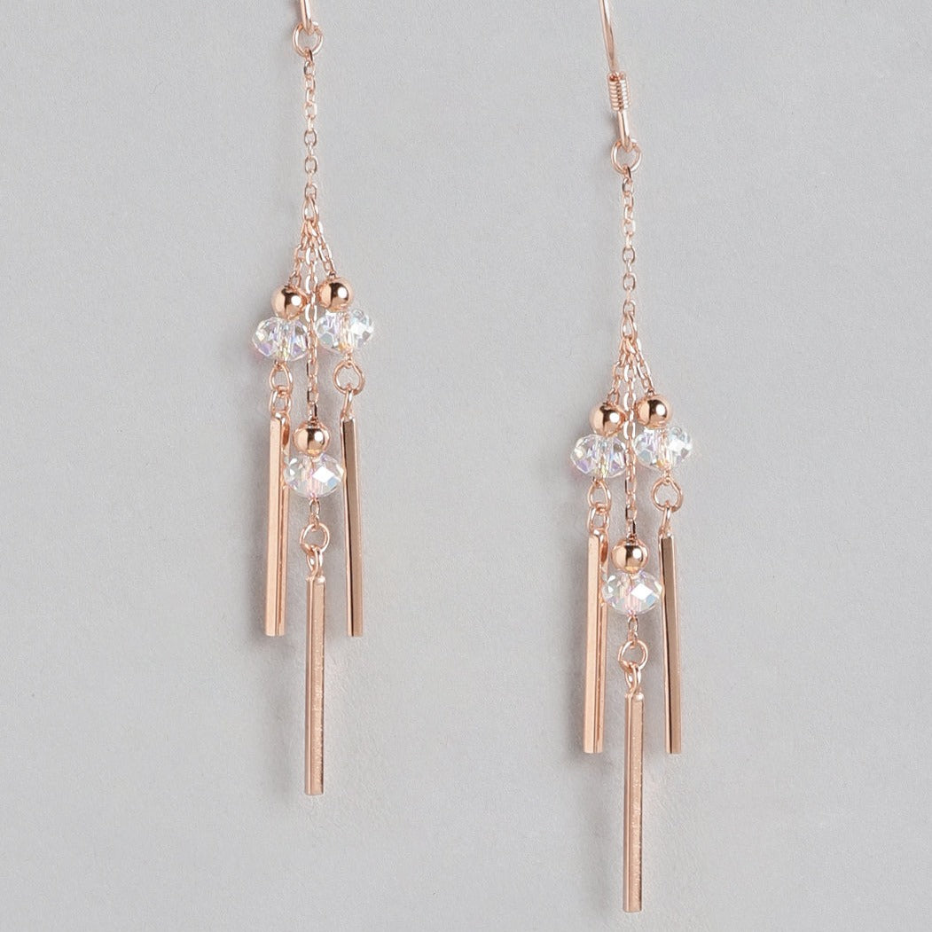 CZ Rose Gold Plated 925 Sterling Silver Drop Earrings