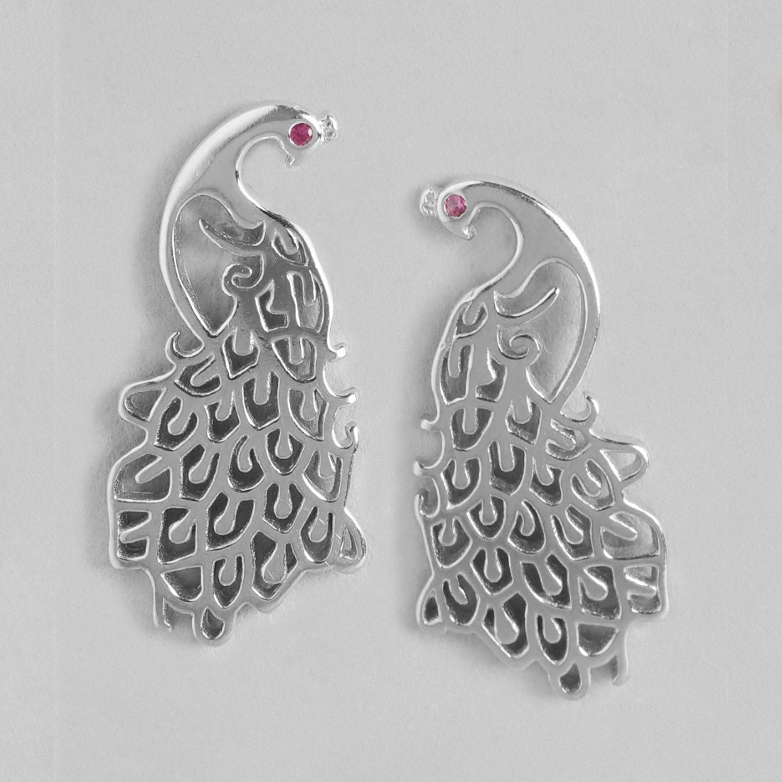 Peacock Rhodium 925 Sterling Silver Stud Earrings