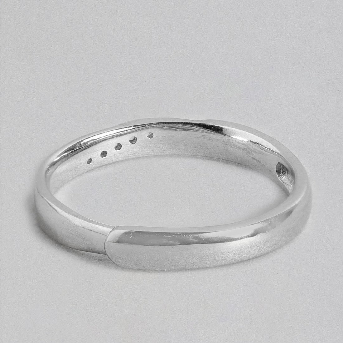 Minimal CZ Rhodium Plated 925 Sterling Silver Adjustable Ring For HER (Adjustable)