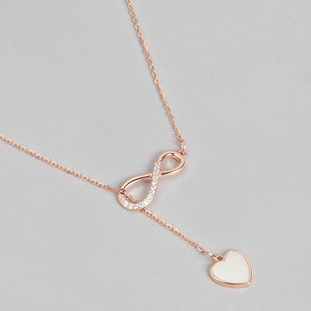 Infinity Heart Rose Gold Plated 925 Sterling Silver Drop Necklace
