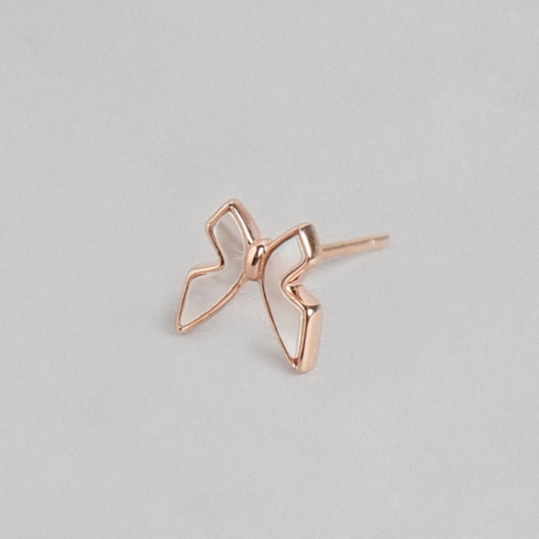 White Butterfly Rose Gold Plated 925 Sterling Silver Stud Earrings