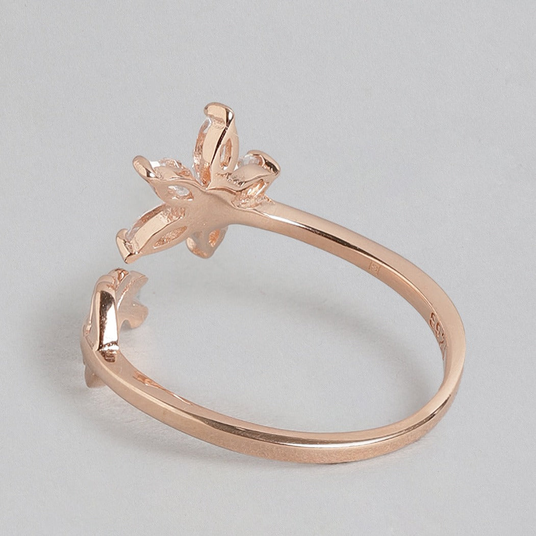 Blossom Rose Gold Plated 925 Sterling Silver Ring for Women (Adjustable)
