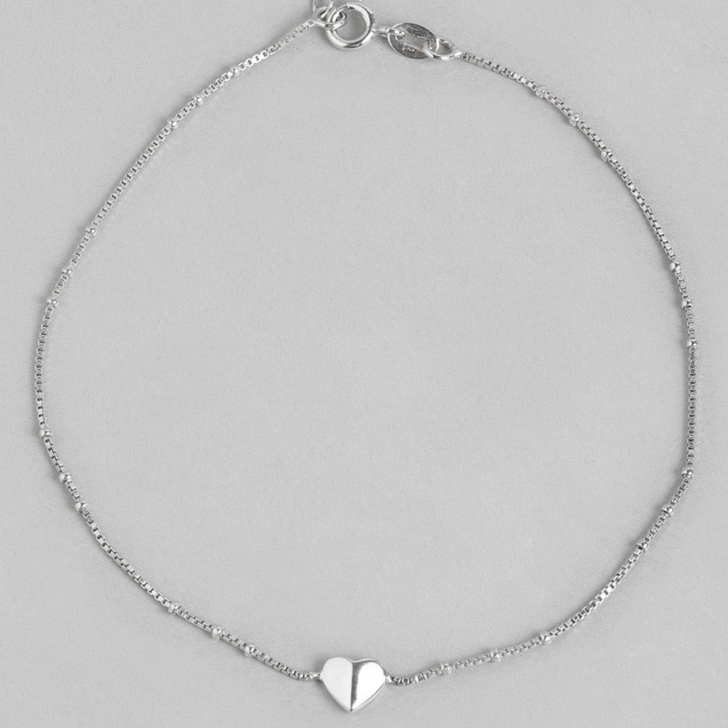 Delicate Heart 925 Sterling Silver Anklets