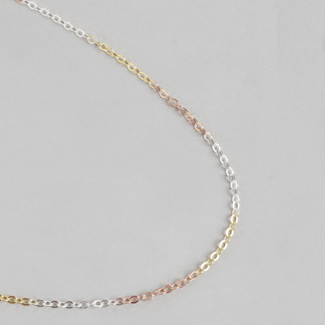Triple Tone Classic 925 Sterling Silver Cable Chain