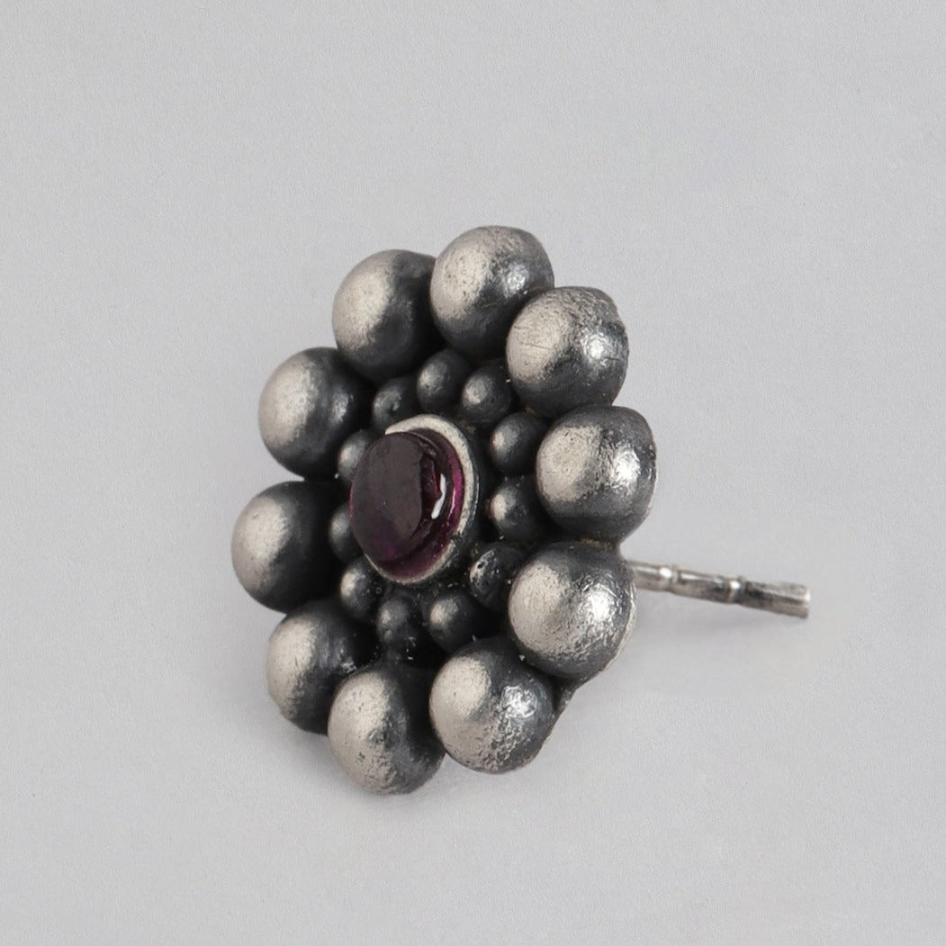 Oxidised Flower 925 Sterling Silver Earrings