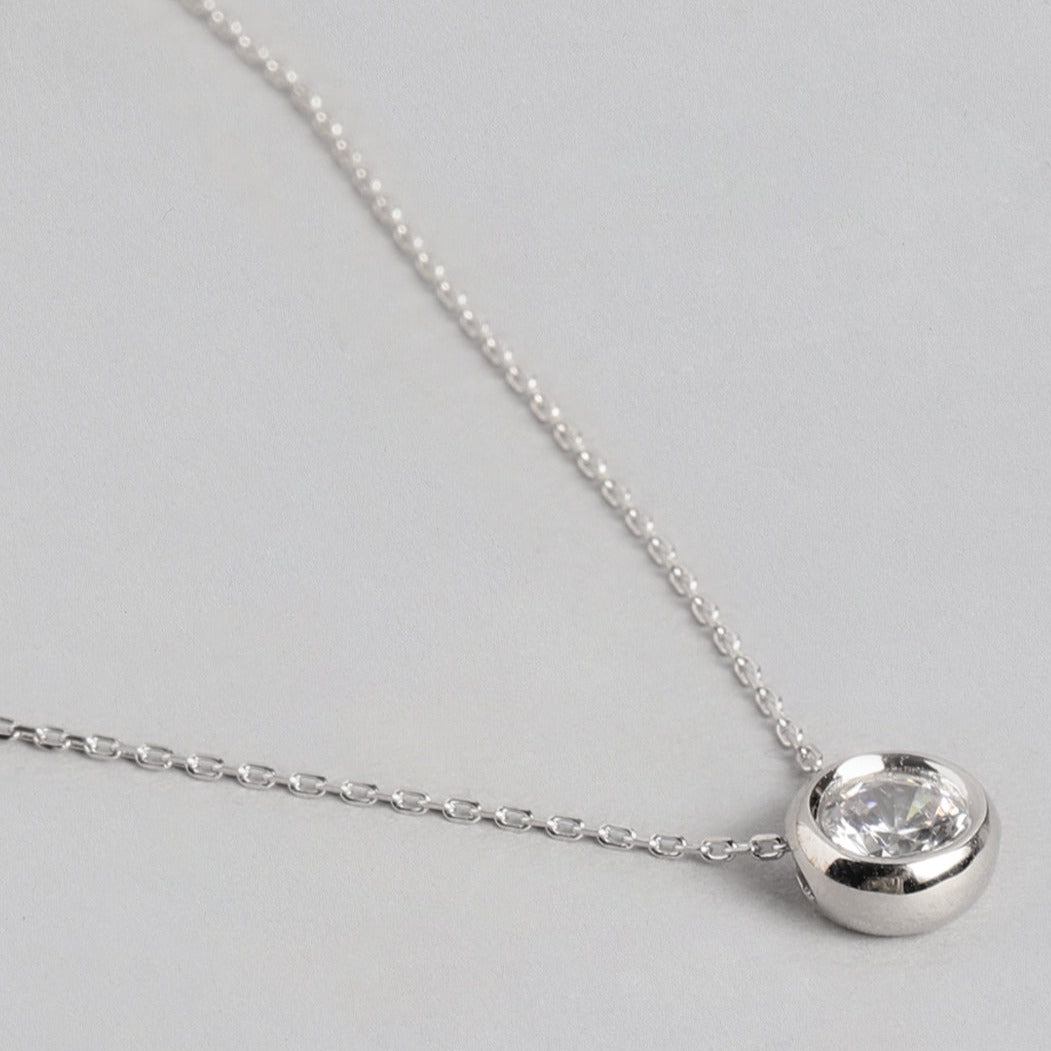 Elegant Round CZ 925 Sterling Silver Necklace