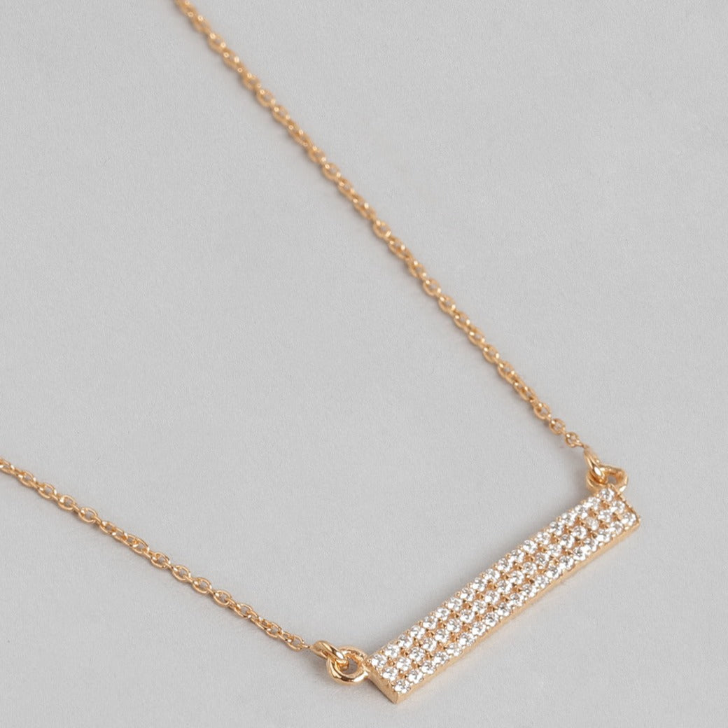 CZ Swing Gold Plated 925 Sterling Silver Necklace
