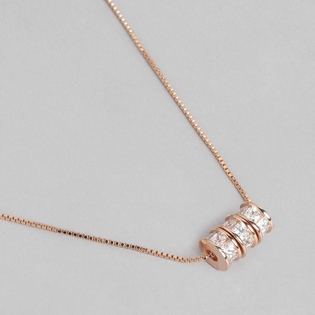 Rolling Stone Rose Gold Plated 925 Sterling Silver Necklace