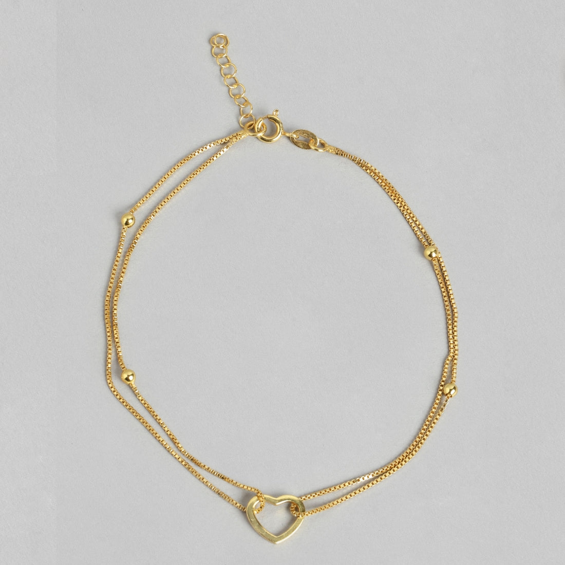 Dainty Silver Heart Gold Plated 925 Silver Anklets