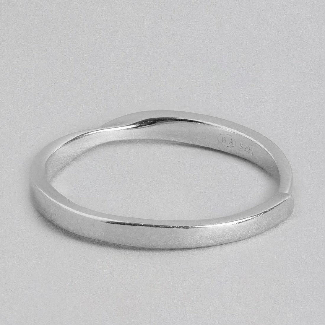 Cut Class Rhodium Plated 925 Sterling Silver Ring For Him (Adjustable)