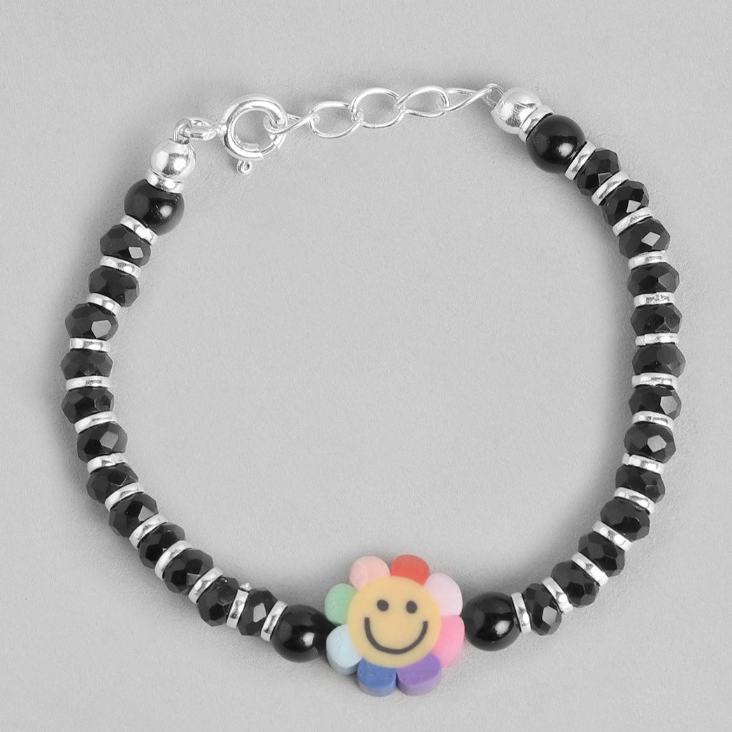 Rainbow Flower Smiley 925 Sterling Silver Kids Bracelet (Age : 0-3 Years)